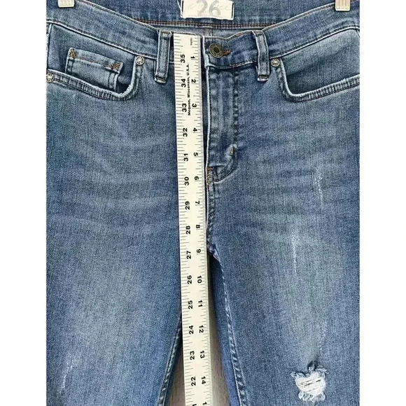 We The Free Great Heights Frayed Skinny Denim Jeans Size 26 Distressed Stretch - Picture 6 of 7